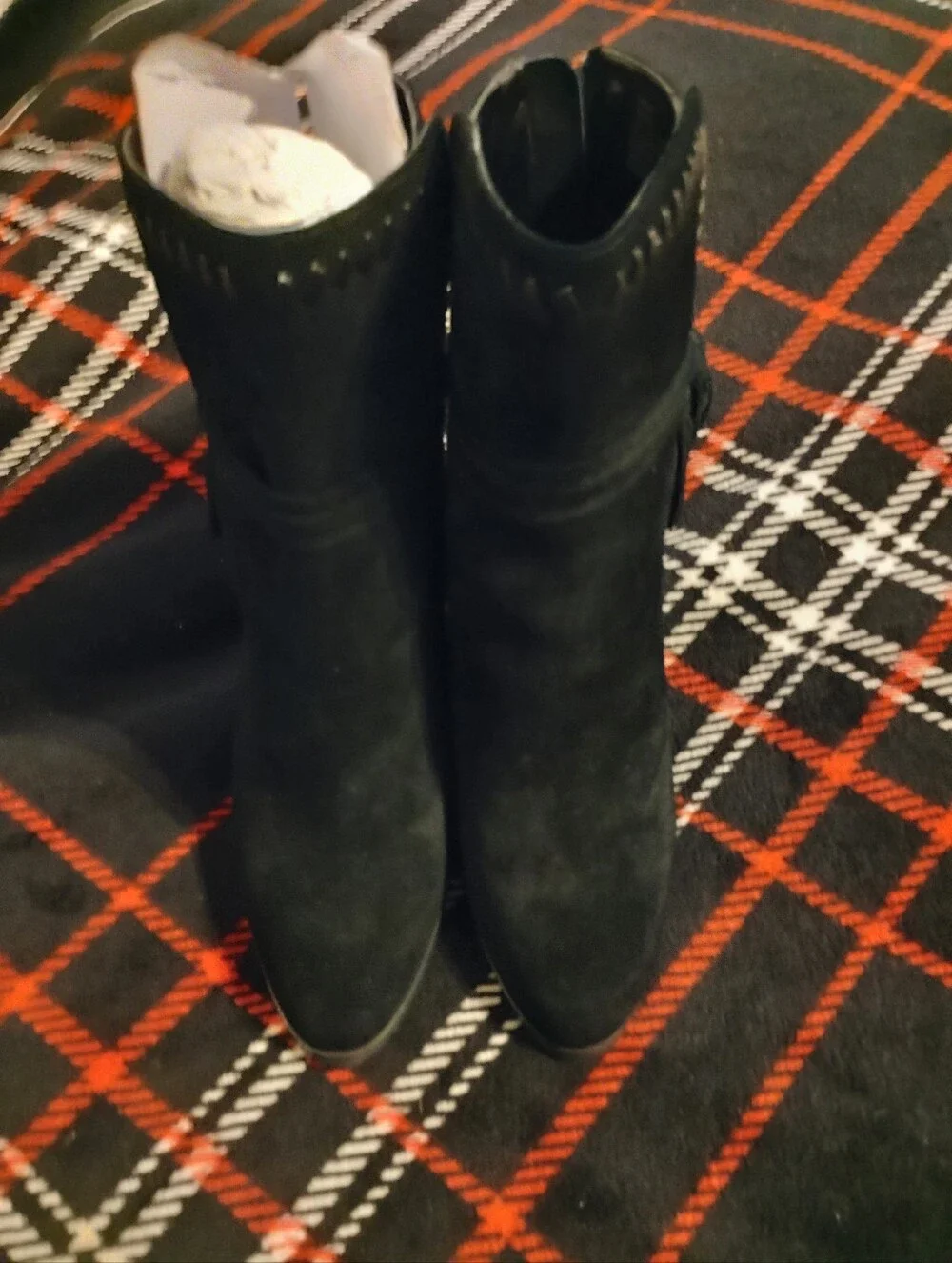 Women's Like New Classy Black Suede Coach Jessie Ankle Boots With Tassel Size 9B